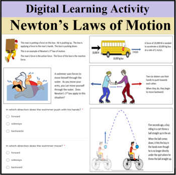 Preview of Digital Learning Activity - Newton's Laws of Motion - Distance Learning