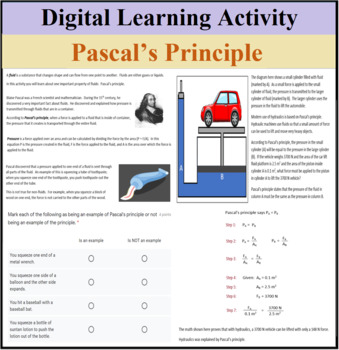 Preview of Digital Learning Activity - Pascal's Principle - Distance Learning