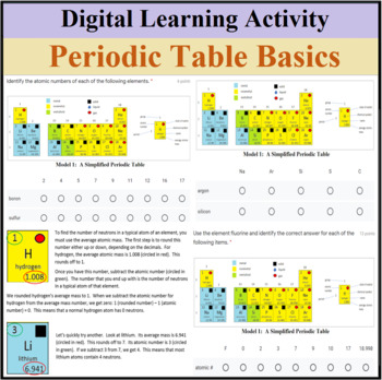 Preview of Digital Learning Activity - Information on a Periodic Table - Distance Learning