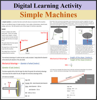 Preview of Digital Learning Activity - Simple Machines - Distance Learning