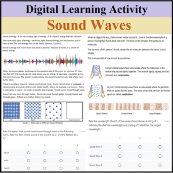 Preview of Digital Learning Activity - Sound Waves - Distance Learning