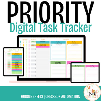 Preview of Digital PRIORITY Task Tracker | Back To School To Do List - EDITABLE!