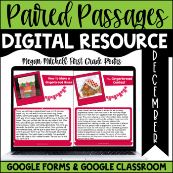 Preview of Digital Paired Passages December Distance Learning Google Classroom