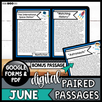 Preview of Digital Paired Reading Comprehension Passages | JUNE | Google Classroom