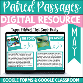 Preview of Digital Paired Passages May Google Classroom Google Slides