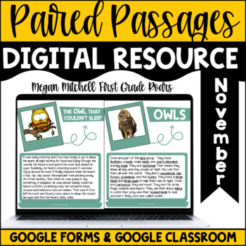 Preview of Digital Paired Passages November Google Classroom
