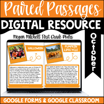 Preview of Digital Paired Passages October | Distance Learning | Google Classroom