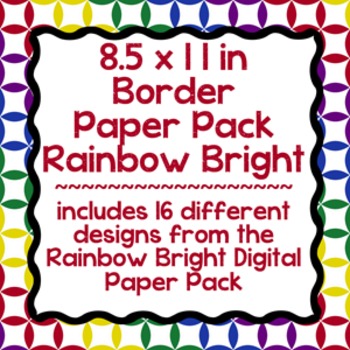 Digital Paper-8.5 x 11 Border Frame Paper Lucky Rainbow LARGE