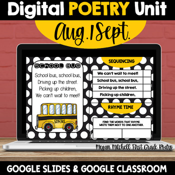 Preview of Digital & Paper August & September Poetry Google Classroom Google Slides