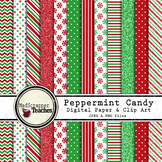 Digital Paper Backgrounds Christmas Paper Peppermint Candy