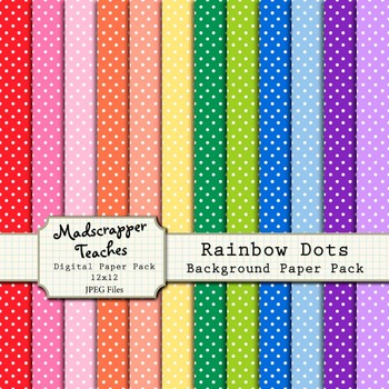 Download Craft Supplies Tools Mixed Paper Sets Dotted Digital Paper Pack Polka Dots Patterns Scrapbook Background Graphics For Print Rainbow Paper Sheets 8x11 A4 Blog Background Retro