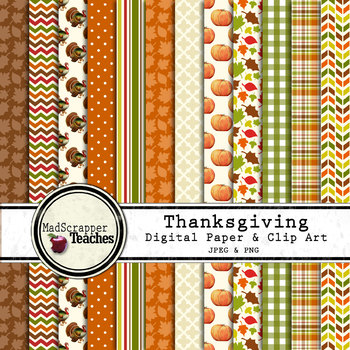 Preview of Digital Paper Background Pack Thanksgiving Digital Paper and Clip Art