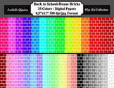 Digital Paper Backgrounds - 35 Colors Back to School-House