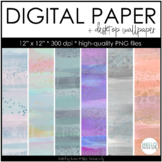 Digital Paper + Desktop Wallpaper Backgrounds - Watercolor