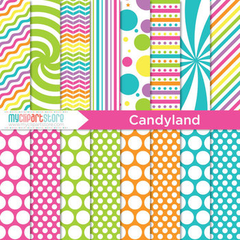 Preview of Digital Paper - Candyland / Rainbow paper