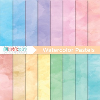 Preview of Digital Paper - Watercolor Pastels