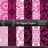Digital Paper Cover Retro Damask Journal Printable Art Album Decorative Abstract