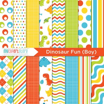 Preview of Digital Paper - Dinosaur Fun (boy)