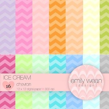 Preview of Digital Paper - Ice Cream - Chevron Background