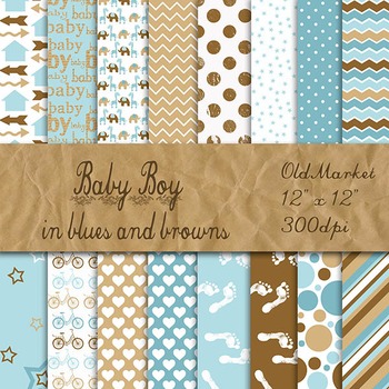 Baby Boy Digital Scrapbooking Paper 12x12- 300dpi- Free- It's a