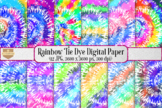 Digital Paper - Rainbow Tie Dye Backgrounds, Clip Art for 