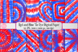 Digital Paper - Red and Blue Tie Dye Background, Clip Art 