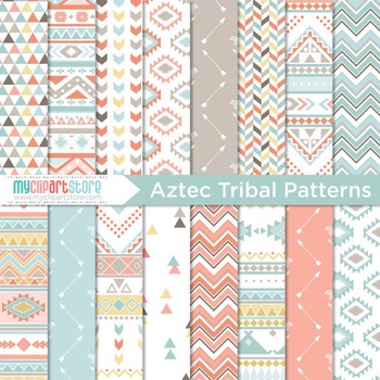 Preview of Digital Paper - Tribal Patterns / Aztec (1) Native American Indian