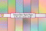 Digital Paper - Unicorn Glitter Background, Clip Art for C