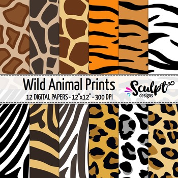 Animal Print Digital Paper, Seamless Safari Background, Zebra, Leopard,  Tiger, Giraffe, Crocodile Seamless Pattern for Scrapbooking -  Canada