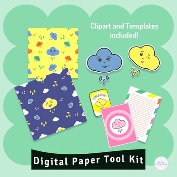 Preview of Digital Paper toolkit | Cute Clipart | Editable Flashcard Template