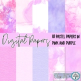 Digital Papers: 10 Pastel Pink and Purple Digital Papers f