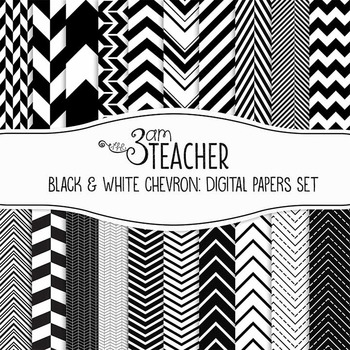 Preview of Digital Papers: Black & White Chevron Styles