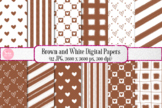 Digital Papers - Brown and White Valentines Backgrounds