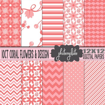 Floral Vintage Digital Papers / Floral Backgrounds / Shabby