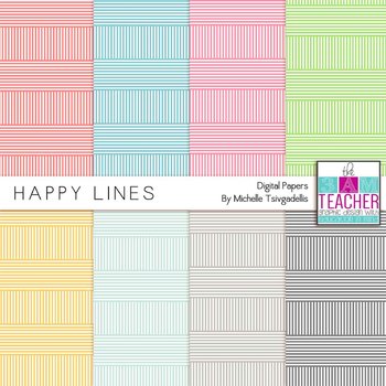 Preview of Digital Papers: Happy Lines Set