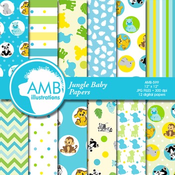 Preview of Digital Papers - Jungle Baby Digital paper and backgrounds - AMB-599
