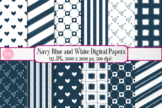 Digital Papers - Navy Blue and White Valentines Backgrounds