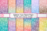 Digital Papers - Rainbow Aqua Backgrounds, Clip Art for Co