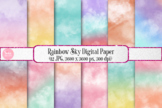 Digital Papers - Rainbow Sky Backgrounds, Clip Art for Com