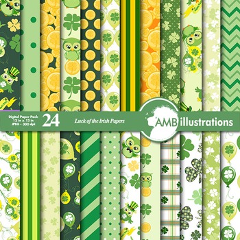 Preview of Digital Papers, St. Patrick's Day, Irish papers and backgrounds AMB-826