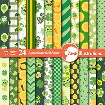 Preview of Digital Papers, St. Patrick's Day Celtic and Irish Digital Papers, AMB-827