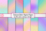 Digital Papers - Unicorn Ombre Glitter Backgrounds, Clip A