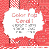 Digital Papers and Frames Color Pop Coral 1