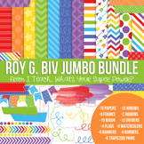 Digital Papers and Frames Rainbow Roy G Biv Jumbo Set