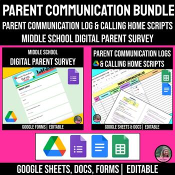 Preview of Digital Parent Communication Log and Digital Parent Survey