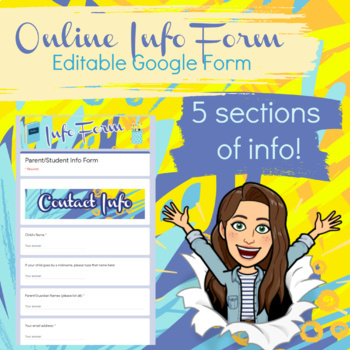 Preview of Digital Parent/Student Info Form (Editable Google Form)