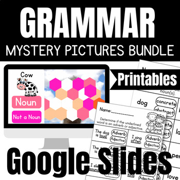Preview of Digital Parts of Speech Grammar Mystery Picture Activities and Printables Bundle