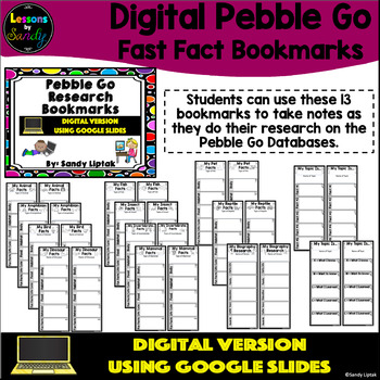 Preview of Digital Pebble Go Research Bookmarks - Google Classroom Distance Learning
