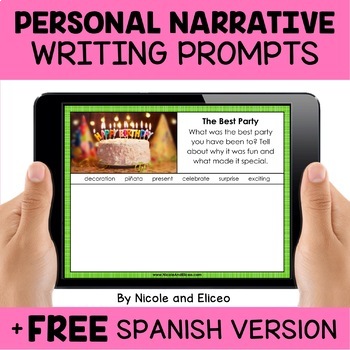Preview of Digital Personal Narrative Writing for Google Classroom + FREE Spanish