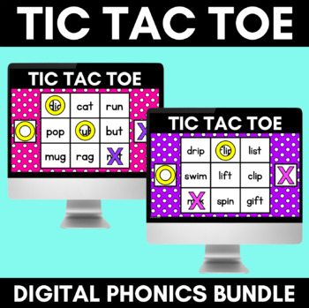 Preview of Tic Tac Toe CVC & CCVC Words DIGITAL PHONICS GAMES - POWERPOINT BUNDLE